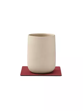 LIND DNA | Leder-Untersetzer eckig Nupo 10x10cm Light Grey | rot
