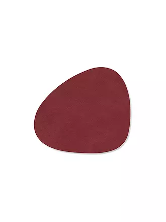 LIND DNA | Leder-Untersetzer oval Nupo 11x13cm Sand | rot