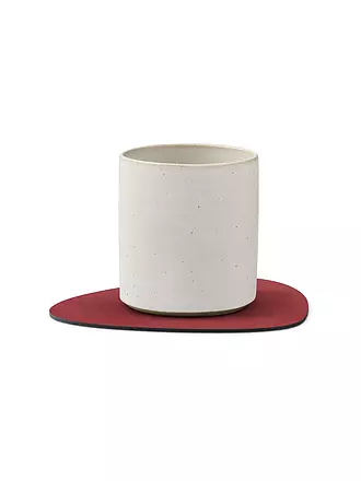 LIND DNA | Leder-Untersetzer oval Nupo 11x13cm Sand | rot