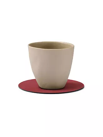 LIND DNA | Leder-Untersetzer rund 10cm Light Blue | rot