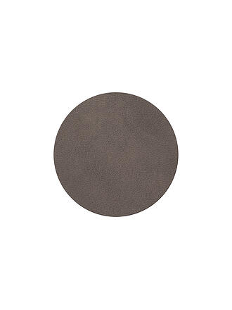 LIND DNA | Leder-Untersetzer rund Nupo 10cm Antracite | braun