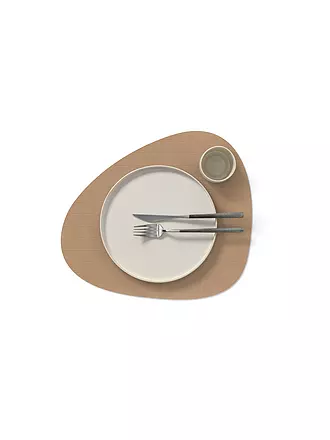 LIND DNA | Tischset 37x44cm CORDUROY OVAL Light Grey | camel