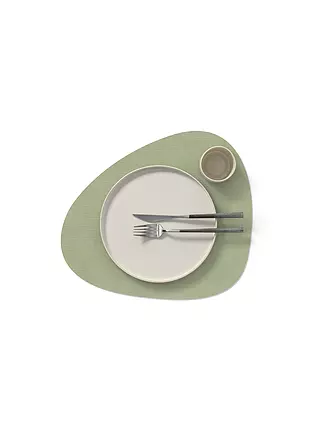 LIND DNA | Tischset 37x44cm CORDUROY OVAL Light Grey | olive