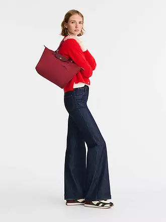 LONGCHAMP | Le Pliage Green Shopper Medium, Graphite | dunkelrot