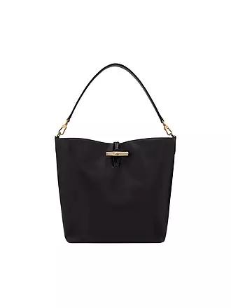 LONGCHAMP | Le Roseau Schultertasche Medium, Noir | dunkelrot