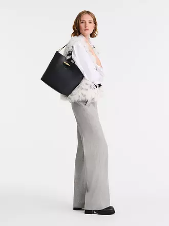 LONGCHAMP | Le Roseau Schultertasche Medium, Noir | dunkelrot