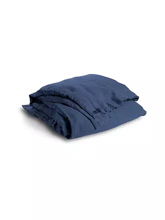 LOVELY LINEN | Leinen-Deckenbezug 135x200cm (Natural Beige) | dunkelblau