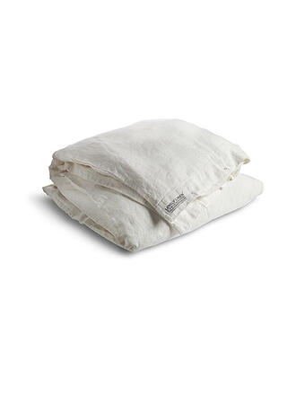 LOVELY LINEN | Leinen-Deckenbezug 135x200cm (Offwhite) | dunkelblau