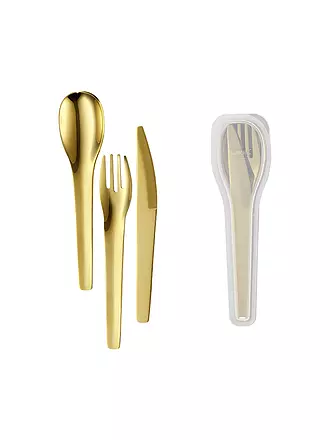 LURCH | Besteck-TO-GO Edelstahl 3tlg anthra inkl. Aufbewahrungs-Box | gold
