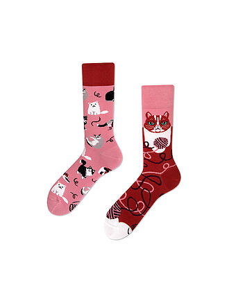MANY MORNINGS | Damen Socken PLAYFUL CAT altrosa | rosa