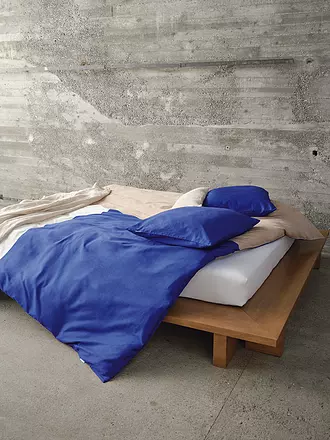 MARC O'POLO HOME | Satin Bettwäsche EWON 70x90cm/140x200cm Cool Cobalt | hellbraun