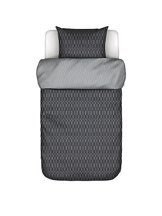 MARC O'POLO HOME | Satin Bettwäsche SILLIA 70x90cm/140x200cm Natural Grey | dunkelblau