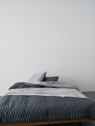 MARC O'POLO HOME | Satin Bettwäsche SILLIA 70x90cm/140x200cm Natural Grey | dunkelblau