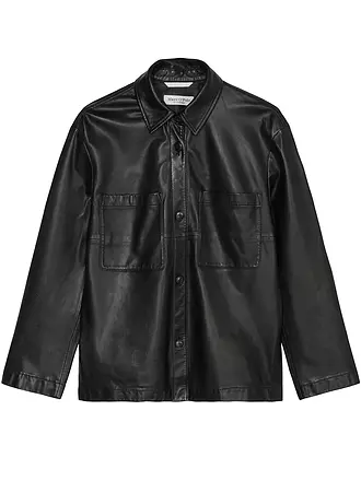 MARC O'POLO | Leder Overshirt | schwarz