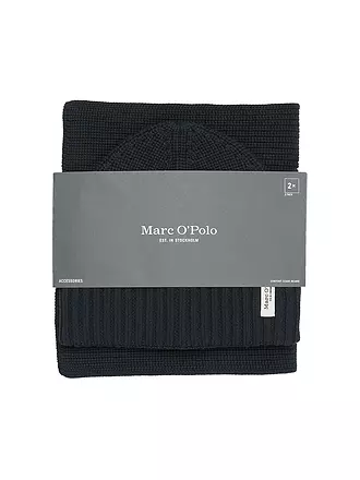 MARC O'POLO | Set 2-teilig Haube und Schal graphite grey melange | blau