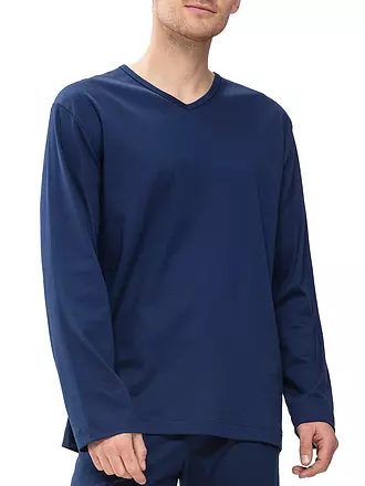 MEY | Pyjama Langarmshirt MELTON | blau