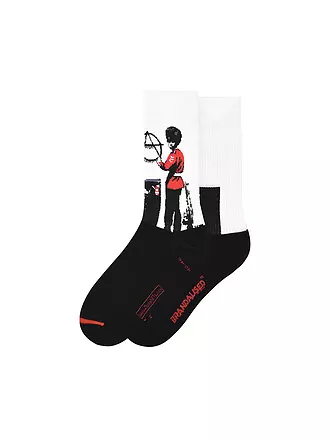 MUSEARTA | Damen Socken BANKSY GRAFFITI - ANARCHIST SOLDIER white | weiss