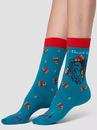 MUSEARTA | Damen Socken FRIDA WITH HUMMINGBIRD green (36-40) | petrol