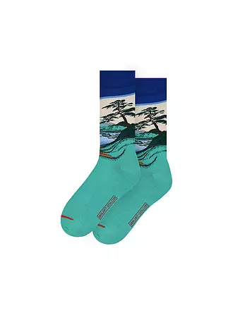 MUSEARTA | Damen Socken MOUNT FUJI - HOKUSAI green-multi (36-40) | grün