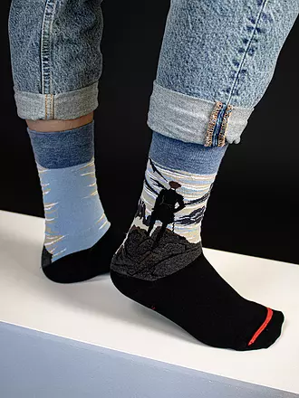 MUSEARTA | Damen Socken WANDERER ÜBER DEM NEBELMEER - C.D. FRIEDRICH blue (36-40) | dunkelblau