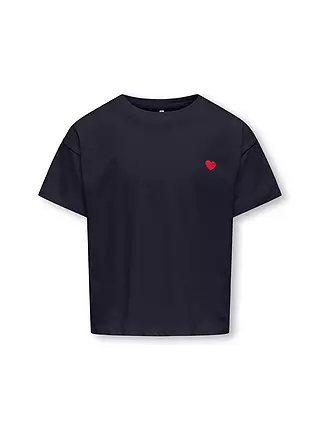 ONLY | Mädchen T-Shirt KOGMAIKEN LIFE CROPHEART | dunkelblau