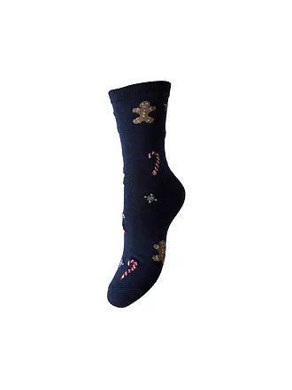 PIECES | Socken  PCJINGLE cloud dancer/light gold lurex snow | dunkelblau