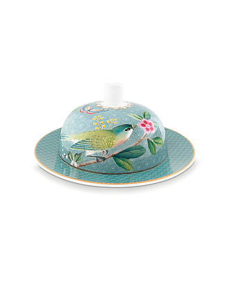 PIP STUDIO | Butterdose rund BLUSHING BIRDS 17x8cm Weiss | hellblau