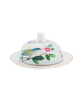 PIP STUDIO | Butterdose rund BLUSHING BIRDS 17x8cm Weiss | hellblau