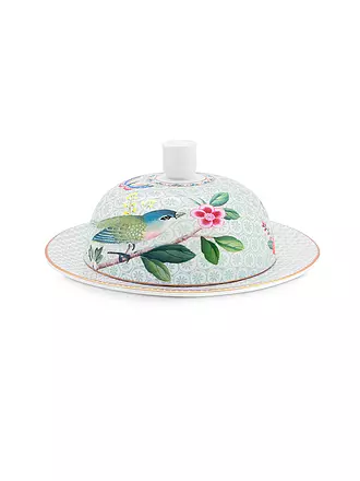 PIP STUDIO | Butterdose rund BLUSHING BIRDS 17x8cm Weiss | hellblau