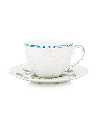 PIP STUDIO | Cappuccinotasse mit Untertasse 280ml  Jolie Dots Gold | hellgrün
