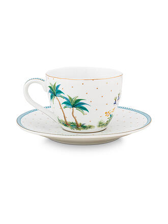 PIP STUDIO | Cappuccinotasse mit Untertasse 280ml  Jolie Dots Gold | weiss