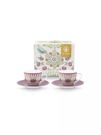 PIP STUDIO | Espresso Tassen mit Untertassen 2er Set  LILY & LOTUS 120ml | hellgrün