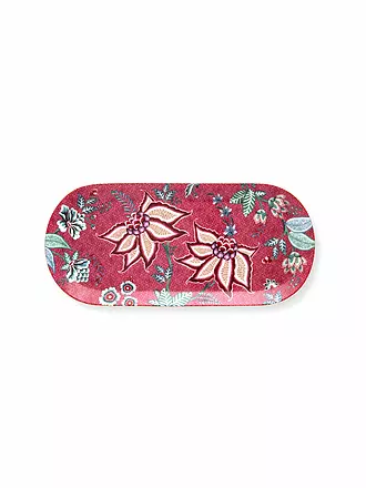 PIP STUDIO | Platte oval 33,3x15cm Flower Festival Dark Pink | hellblau