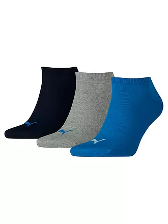 PUMA |  Sneakersocken 3er Pkg blue/grey melan | blau