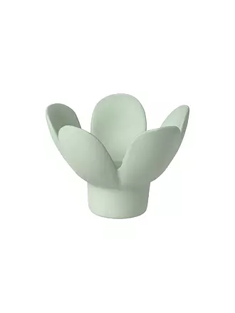 RAEDER | Kerzenhalter BLUME 8x8x5,5cm Gruen | hellblau