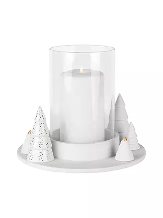 RAEDER | Weihnachts Windlicht Tannen 20x16cm Weiss | weiss