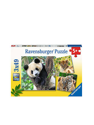 RAVENSBURGER | Kinderpuzzle - Panda, Tiger und Löwe - 3x49 Teile | keine Farbe