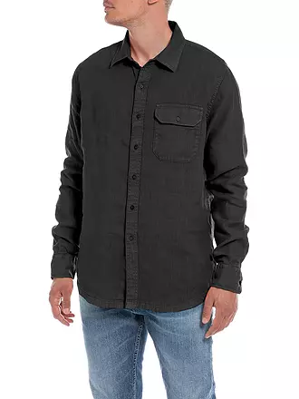 REPLAY | Leinenhemd Regular Fit | schwarz