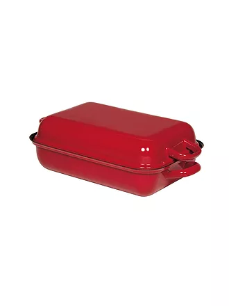 RIESS | Bratpfanne mit Deckel Color Rot 32x22cm | dunkelrot