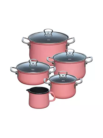 RIESS | Kochgeschirr Set 5-tlg. Design NOUVELLE Light Pink | orange