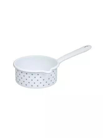 RIESS | Stielkasserolle mit Ausguss 14cm / 0,75l Pünktchen Grau | weiss