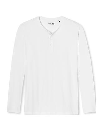 SCHIESSER | Pyjama Langarmshirt Weiss | blau