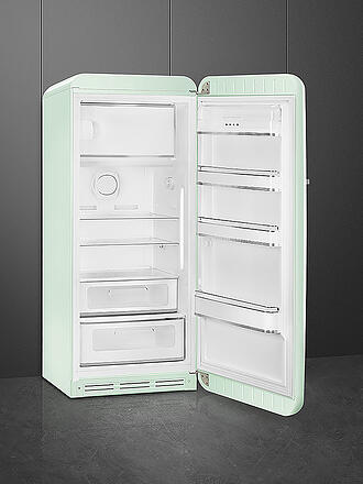 SMEG | Kühlschrank mit Gefrierfach 50s Retro Style Pastellgrün FAB28RPG5 | schwarz