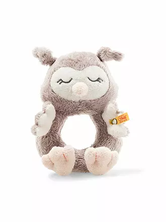 STEIFF | Soft Cuddly Friends Ollie Eule Greifring mit Rassel 14cm 241864 | beige