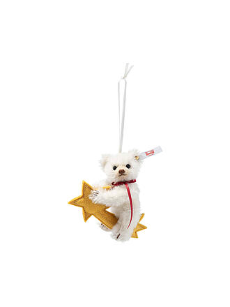 STEIFF | Teddybär Ornament auf Sternschnuppe 11cm 007248 Sammlerstück | weiß