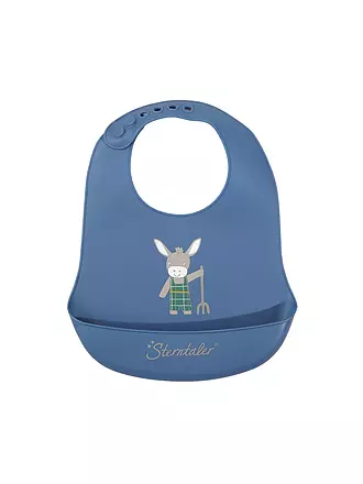 STERNTALER | Silikon Lätzchen Esel Emmilius mit Auffangschale | blau