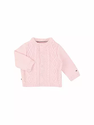TOMMY HILFIGER | Baby Set Strickjacke, Strickhose und Mütze 3-teilig | rosa