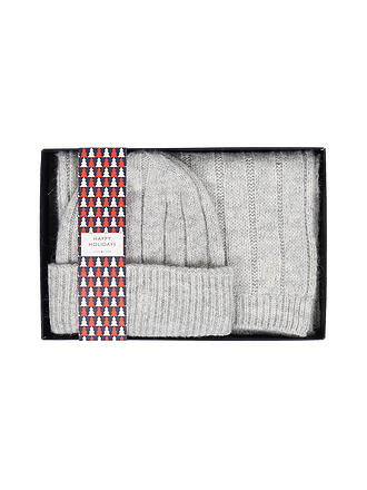 TOMMY HILFIGER | Geschenkset Mütze und Schal TIMELESS | grau