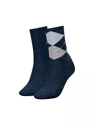 TOMMY HILFIGER | Socken 2-er Pkg. middle grey mel | blau