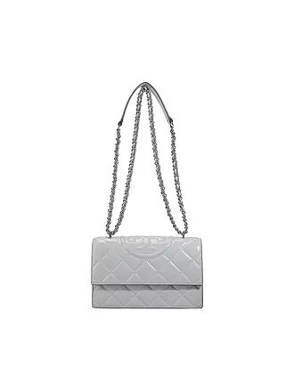 TORY BURCH | Ledertasche - Schultertasche FLEMING SMALL | grau